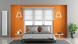 charcoal-grey-bedroom-with-orange-color