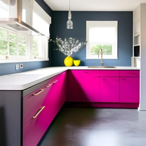 Energetic-Pink-Cabinets-with-gray-floor
