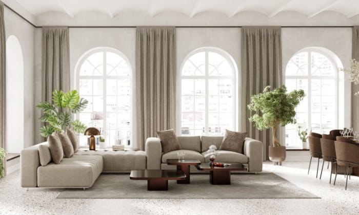 Add-‘curvy’-furniture-to-Modernize-Arched-Windows