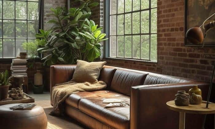 brick-brown-with-brown-leather-sofa