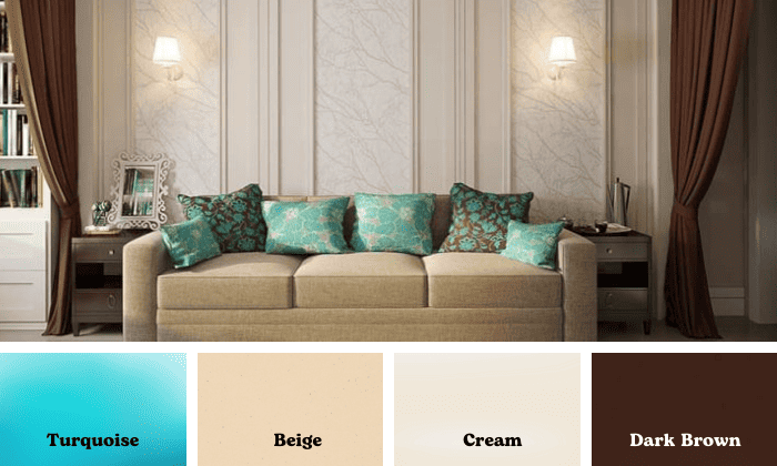 turquoise-with-beige-cream-and-dark-brown-color-schemes