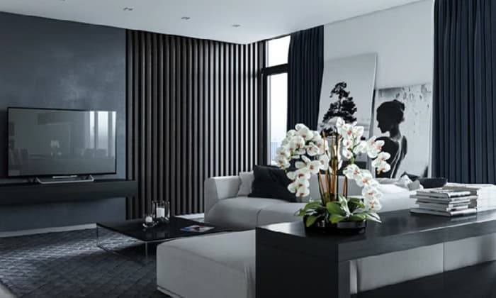 black-curtain-with-gray-walls