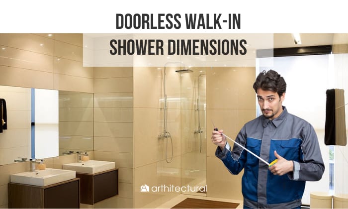 doorless walk in shower dimensions