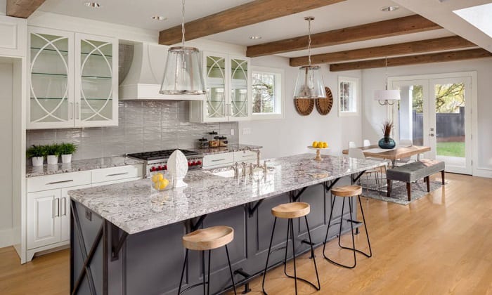 santa-cecilia-granite-with-gray-kitchen-cabinets